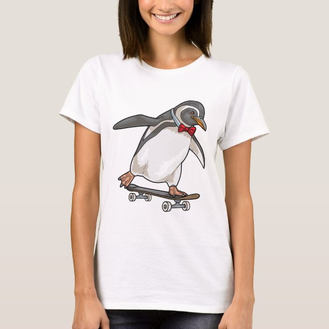 Pinguin Skater Skateboard T-Shirt (Vorderseite)