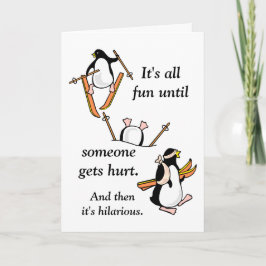 Pinguin Ski Adventure Feiertagskarte