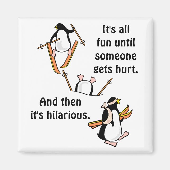 Pinguin Ski Adventure Magnet (Vorne)