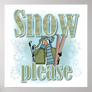 Pinguin Ski Snow Bitte T - Shirt und Geschenke Poster