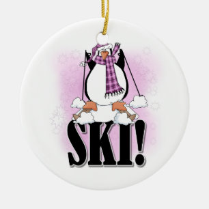 Pinguin-Ski-T-Shirts und Geschenke Keramik Ornament