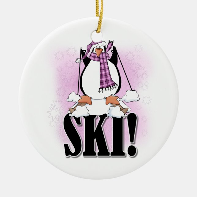 Pinguin-Ski-T-Shirts und Geschenke Keramik Ornament (Vorne)
