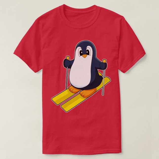 Pinguin Skier Wintersport T-Shirt (Design vorne)