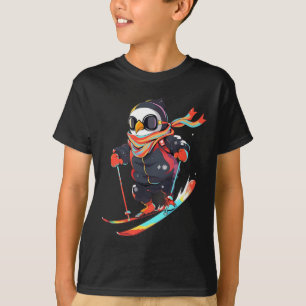 Pinguin Skifahren Skifahrer Ski Winter Schnee  T-Shirt