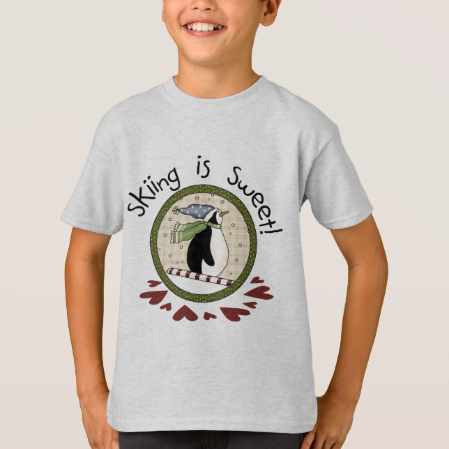 Pinguin Skifahren T - Shirt und Geschenke (Vorderseite)