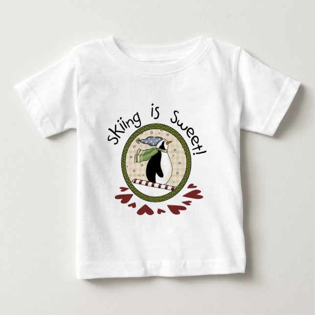 Pinguin Skifahren T - Shirt und Geschenke (Vorderseite)