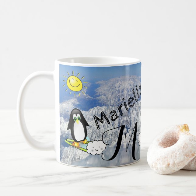 Pinguin Skiing Sun Tasse (Mit Donut)