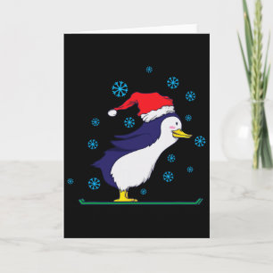Pinguin-Skiing zu Weihnachten Karte