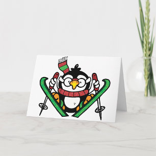 Pinguin-Skispringen-Grußkarten Karte