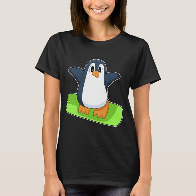Pinguin Snowboard Wintersport T-Shirt (Vorderseite)