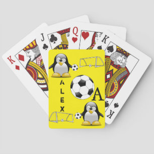 Pinguin-Soccerball-Gelb-Playing Card Deck Spielkarten