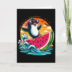 Pinguin Sonnenbrille Wassermelone Surfen Sommer So Karte