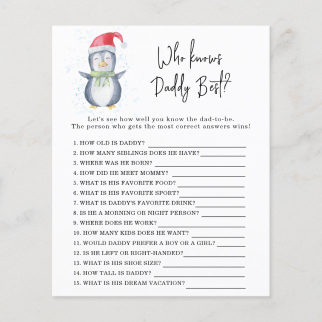 Pinguin - Spiel Wer DADDY am besten kennt (Vorderseite)