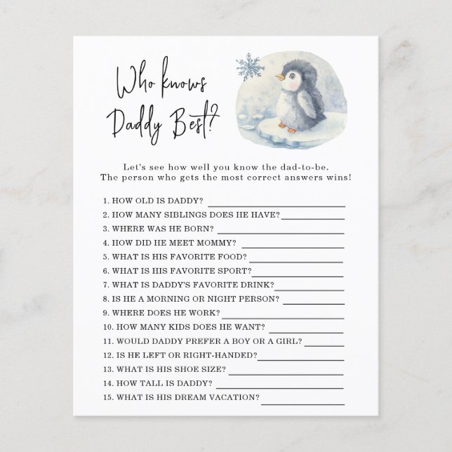 Pinguin - Spiel Wer Papa am besten kennt (Vorderseite)