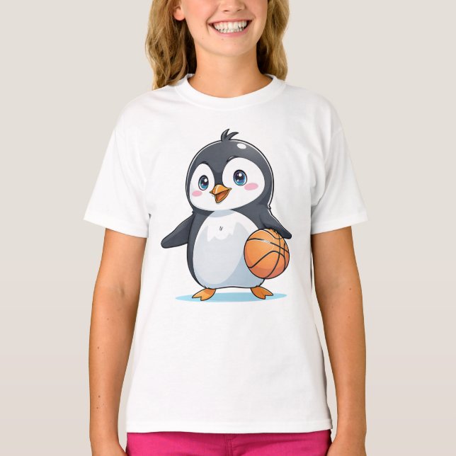 Pinguin spielt Basketball T-Shirt (Vorderseite)