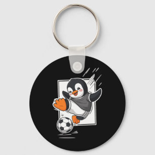 Pinguin spielt Fußball tritt Fußball süße Cartoon Schlüsselanhänger