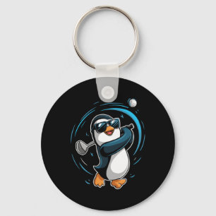 Pinguin spielt Golf Sport Tier Süßer Pinguin Golf Schlüsselanhänger