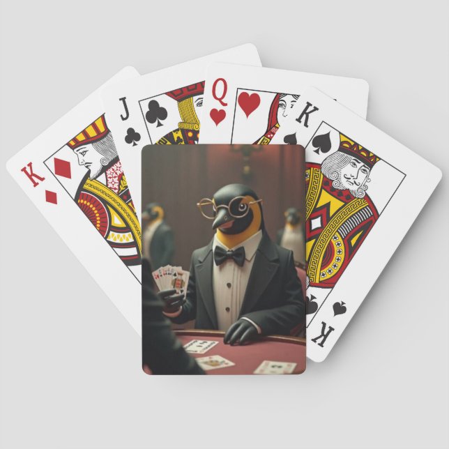 Pinguin spielt Poker und spielt Karten Spielkarten (Rückseite)