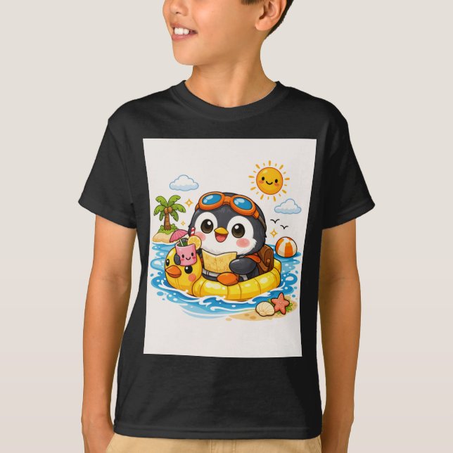 Pinguin-Strand-Schwimmen T-Shirt (Vorderseite)