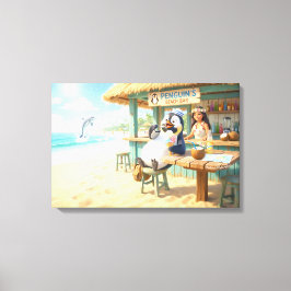 Pinguin-Strandbar Leinwanddruck