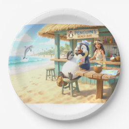 Pinguin-Strandbar Pappteller