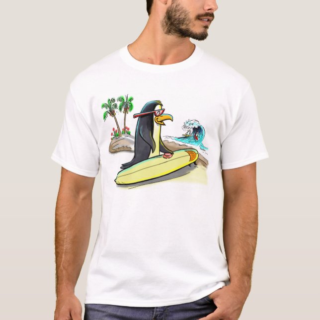 Pinguin-Surfer T-Shirt (Vorderseite)