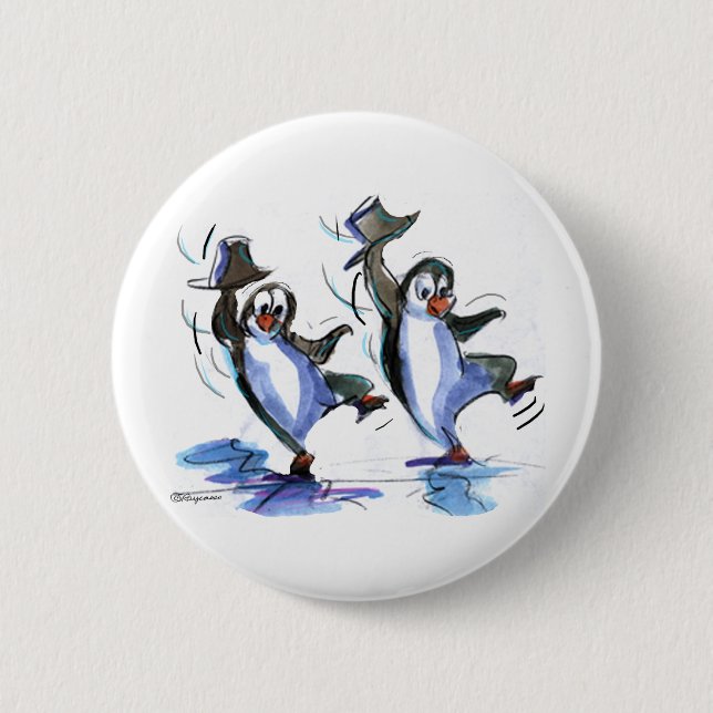 Pinguin-Tanzen Button (Vorderseite)