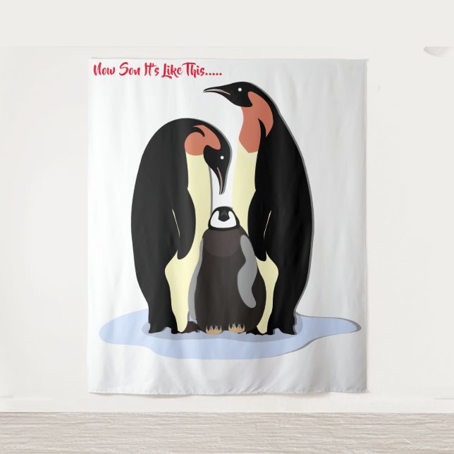 Pinguin-Tapete Wandteppich (Vorderseite)