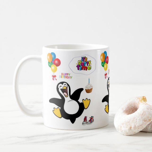 Pinguin Tasse Happy Birthday Tasse (Mit Donut)