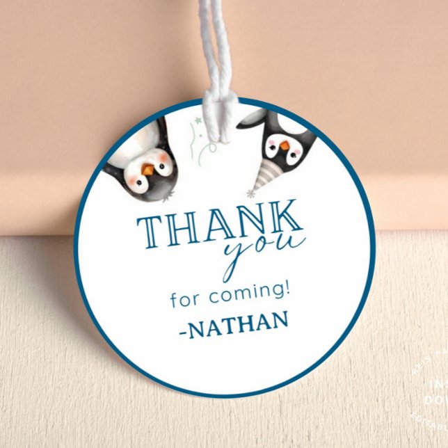 Pinguin Tier Winter Thema Danke Geschenkanhänger (penguin thank you sticker, penguin birthday sticker, winter favor label, watercolor penguin sticker,)