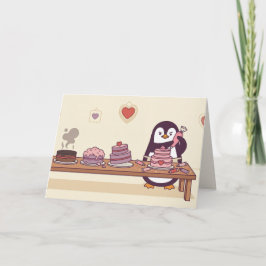 Pinguin-Torten-Dekorateur-Galentin-Valentinskarte Feiertagskarte