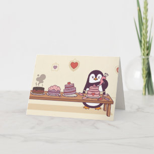 Pinguin-Torten-Dekorateur-Galentin-Valentinskarte Feiertagskarte
