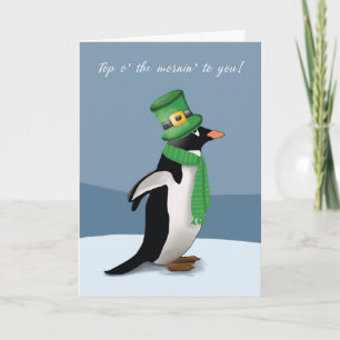 Pinguin trägt Grün mit Funny St Patricks Day Karte