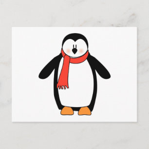 Pinguin ummantelt von Rotem Scarf Postkarte