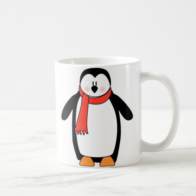 Pinguin ummantelt von Rotem Scarf Tasse (Rechts)