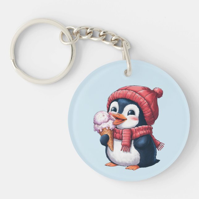 Pinguin und Eiscreme Schlüsselanhänger (Vorderseite)