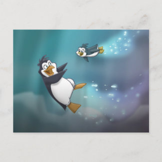 Pinguin und Kind Postkarte