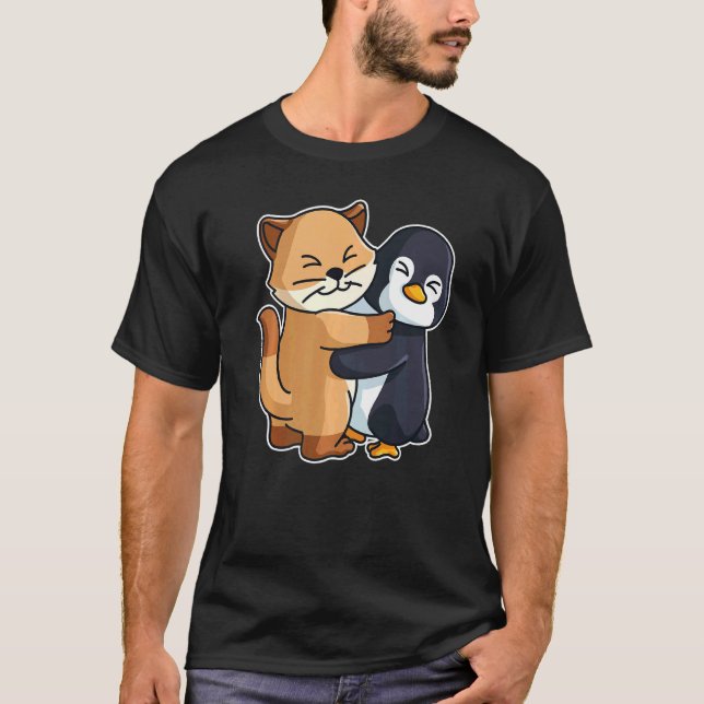 Pinguin und Kitten Niedliche Tiere für weibliche T T-Shirt (Vorderseite)