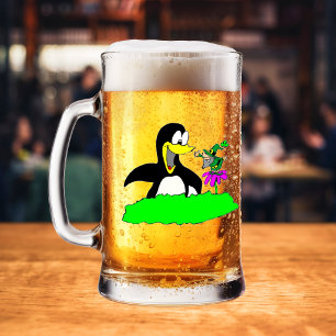 Pinguin und Kobold Mattglas Bierglas