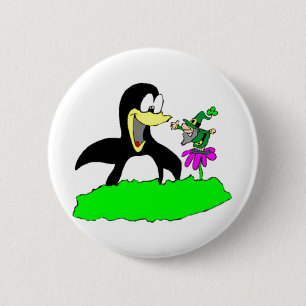 Pinguin und Leprechaun Button