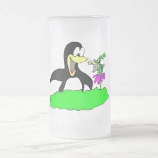 Pinguin und Leprechaun Mattglas Bierglas