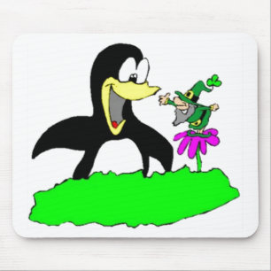 Pinguin und Leprechaun Mousepad