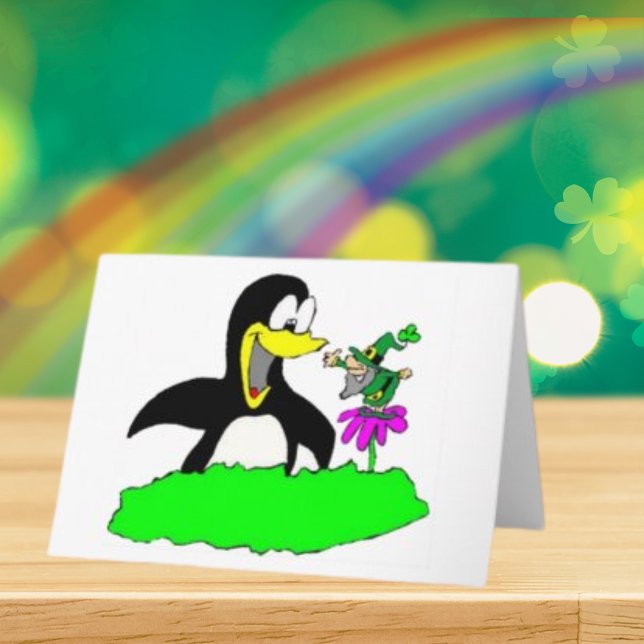 Pinguin und Leprechaun St Patrick's Day Karte (Penguin and Leprechaun St Patrick's Day Card)