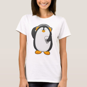 Pinguin und Mobiltelefon mit Headset T-Shirt