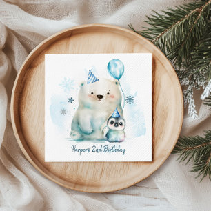 Pinguin und Polar Bear Winter Geburtstag Serviette