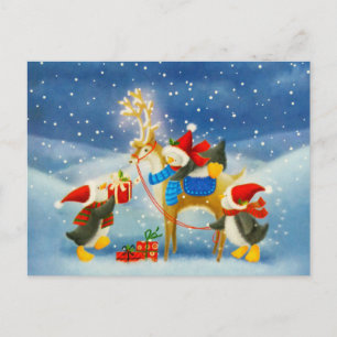 Pinguin und Reindeer Postkarte