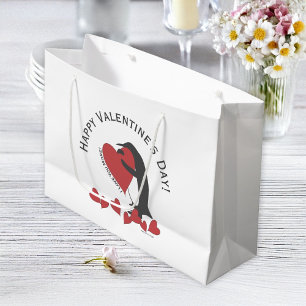 Pinguin und rotes Herz Frohen Valentinstag Große Geschenktüte