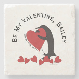 Pinguin und Rotes Herz sind meine Valentine Steinuntersetzer
