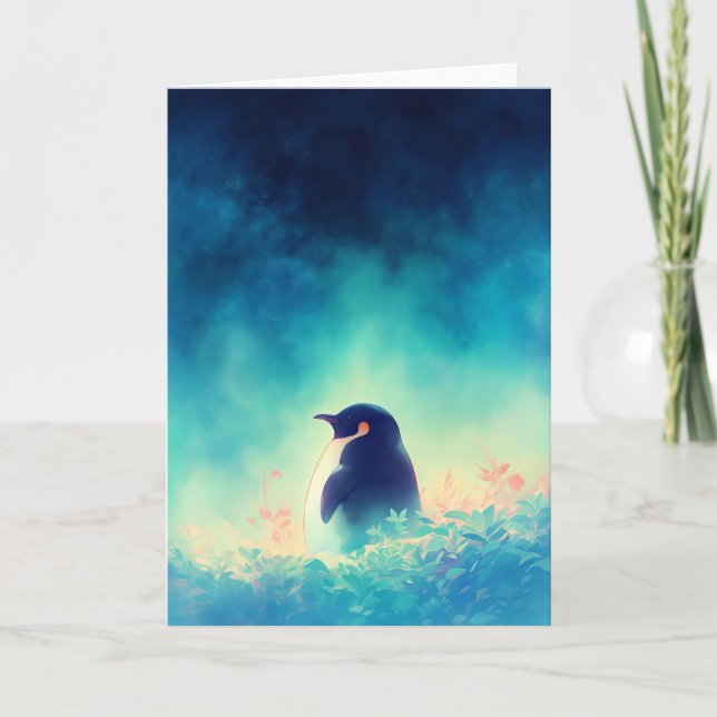 Pinguin unter dem dunklen Himmel Karte (Vorderseite)
