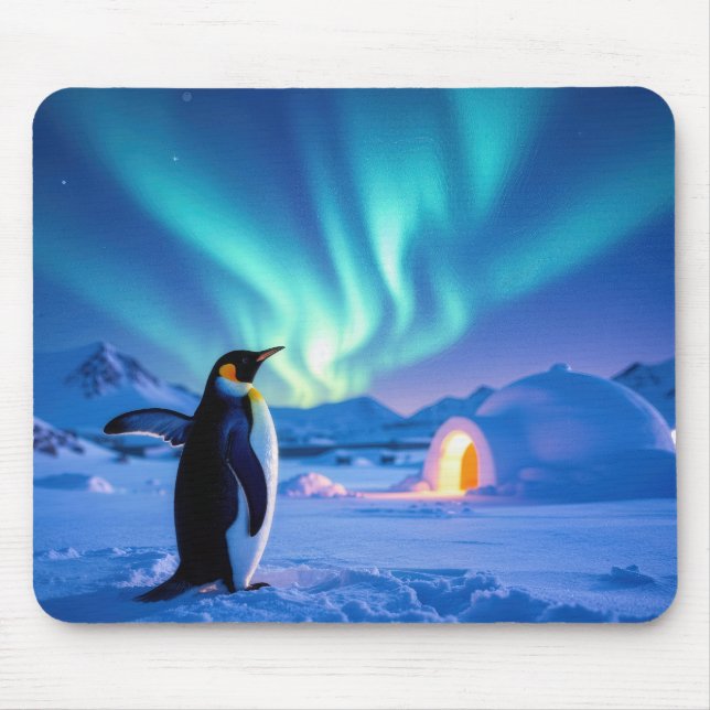 Pinguin unter dem Nordlicht Mousepad (Vorne)